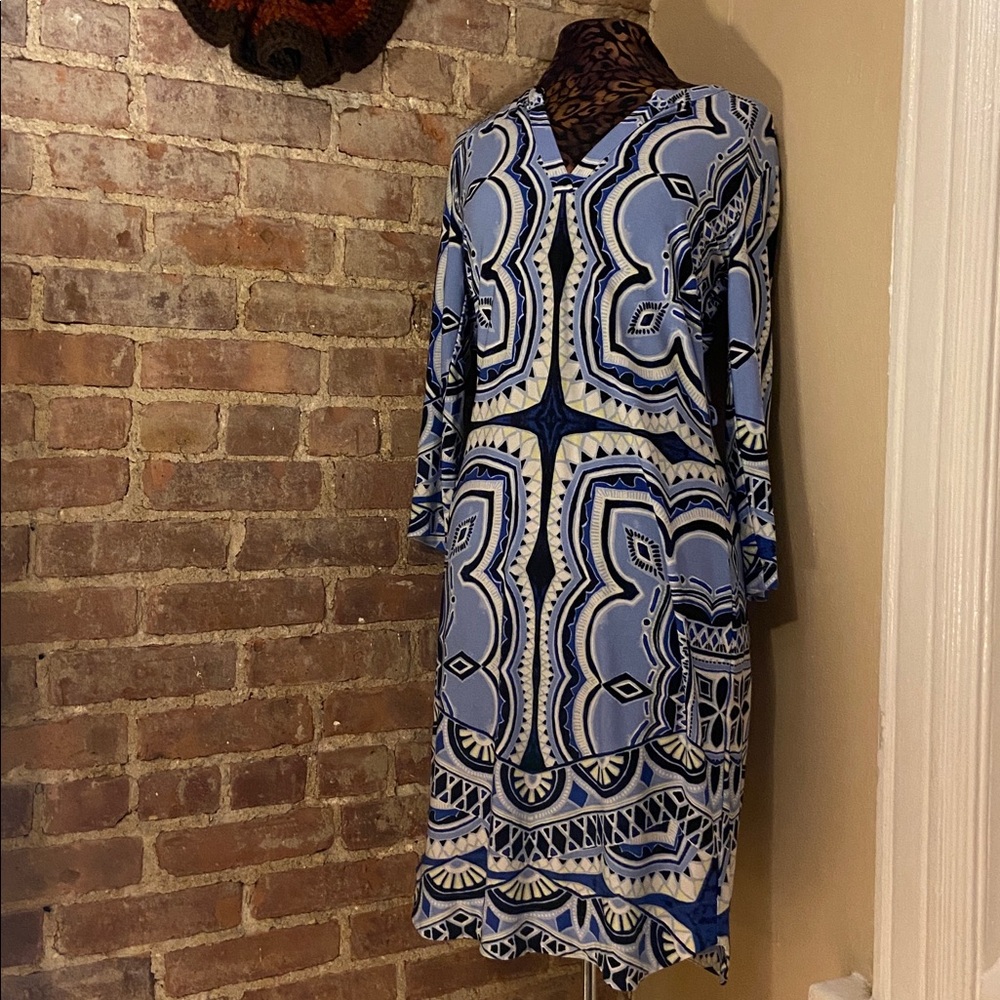 INC International Concepts Blue Patterned Dress